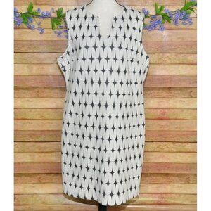 Renee C. Women's White Sleeveless Sheath Mod Style Dress Plus Size 1XL Geometric